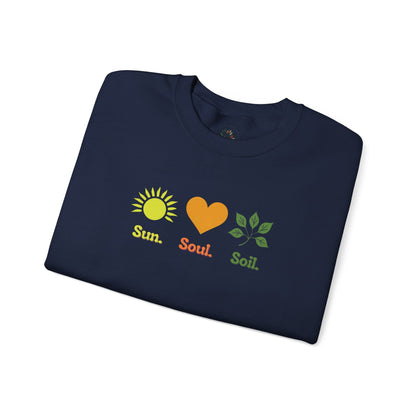 Navy | Sun. Soul. Soil. Sweatshirt, folded view