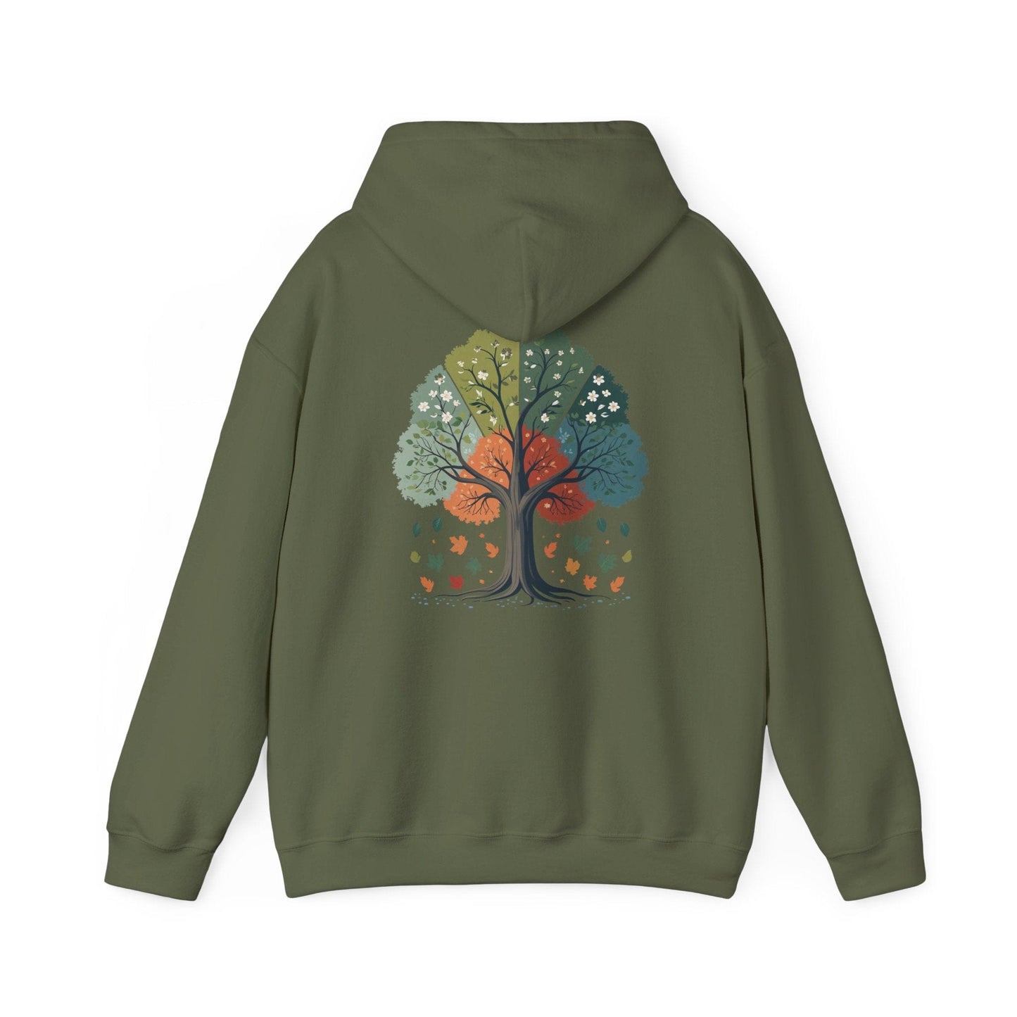Military Green | Circle of Seasons Hoodie, back design view