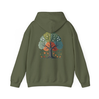 Military Green | Circle of Seasons Hoodie, back design view