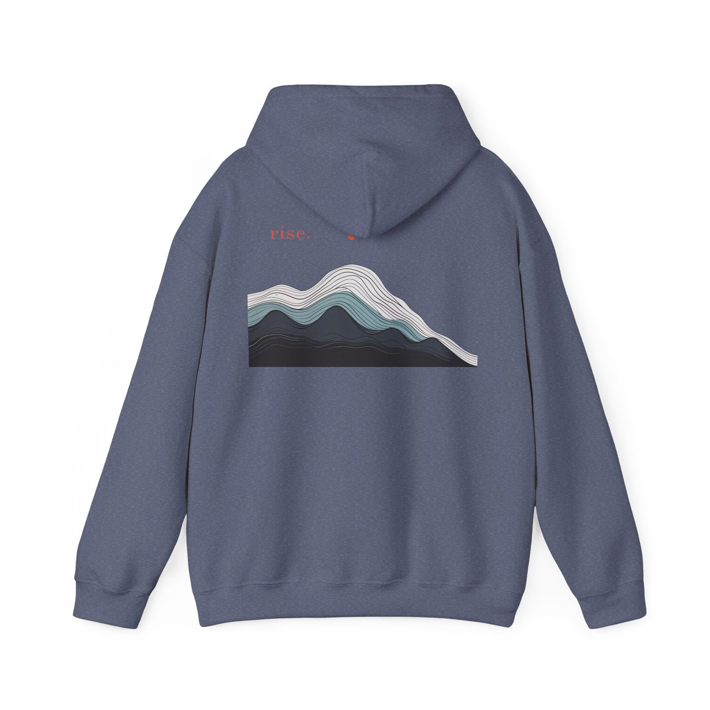 Heather Navy | Rise Hoodie, back design view