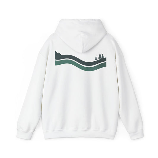 White | River Hoodie, back design view