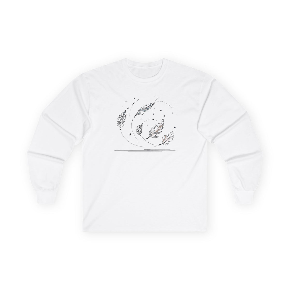 White | Autumn Drift Long Sleeve Tee, front view