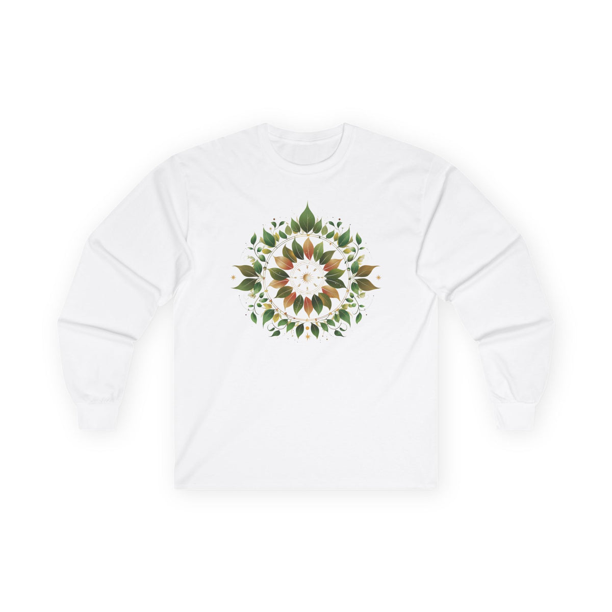White | Eclipse Garden Long Sleeve Tee, front view