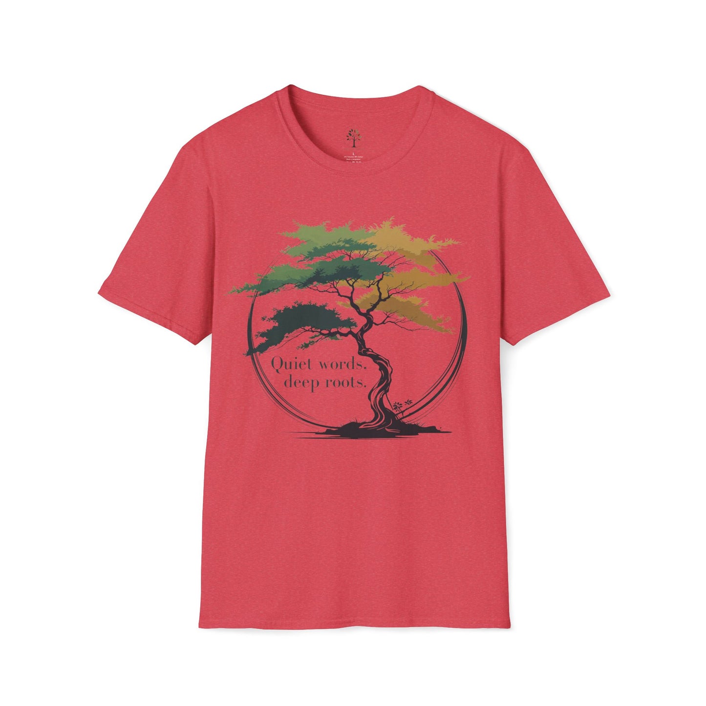 Heather Red | Quiet words, deep roots., front view