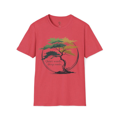 Heather Red | Quiet words, deep roots., front view