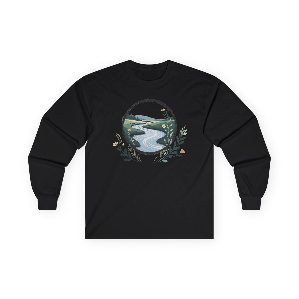 Black | River of Grace Long Sleeve Tee, front view