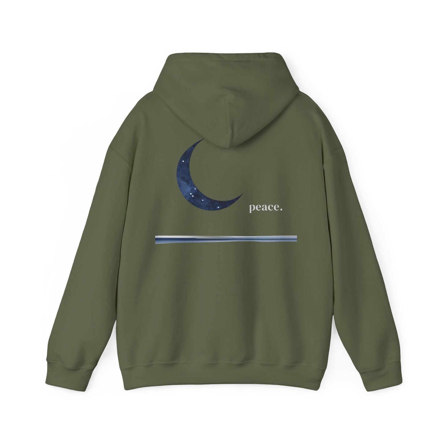 Military Green | Moonlit Peace Hoodie, back design view