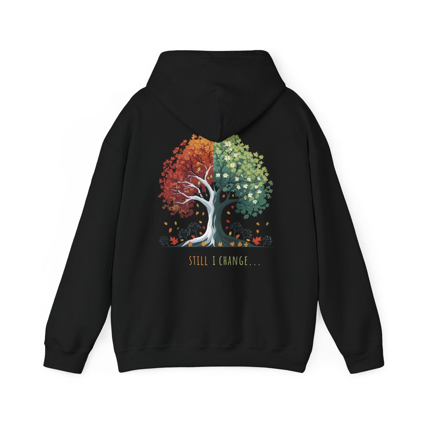 Black | Still I Change Hoodie, back design view