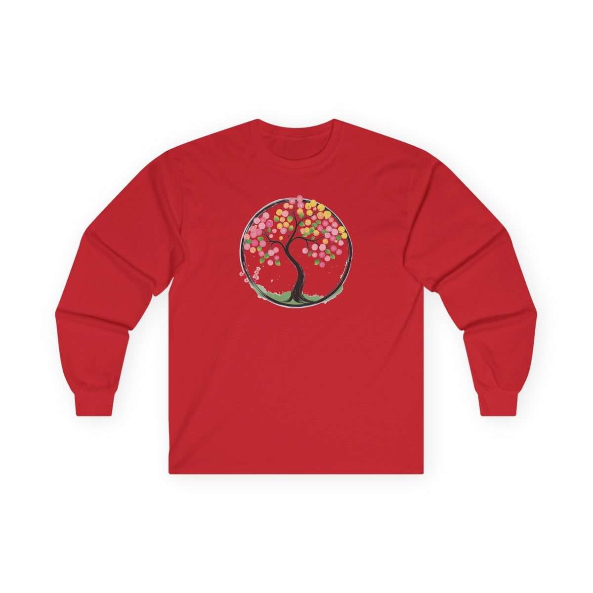 Red | Joy in Bloom Long Sleeve Tee, front view