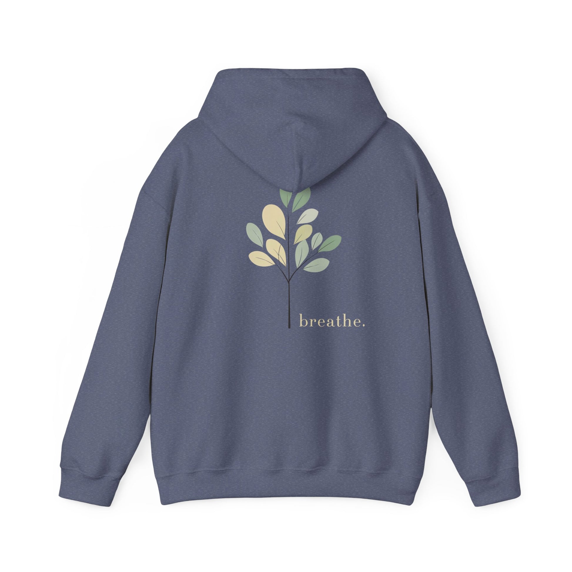 Heather Navy | Breathe Hoodie, back design view
