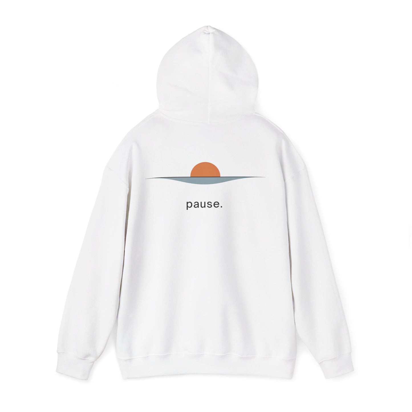 White | Pause Hoodie, back view 2