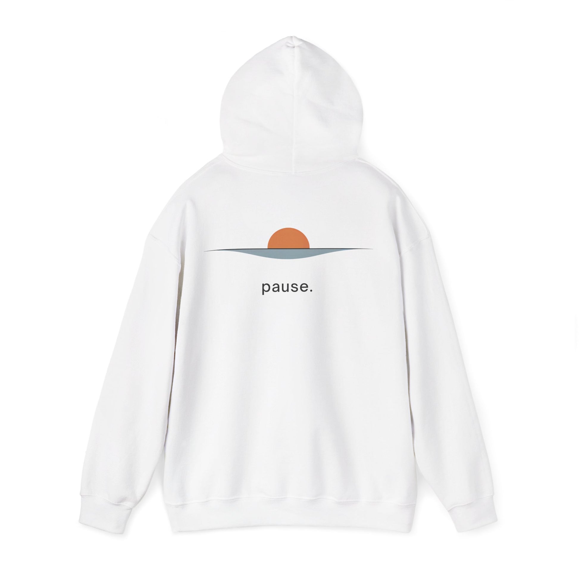 White | Pause Hoodie, back view 2
