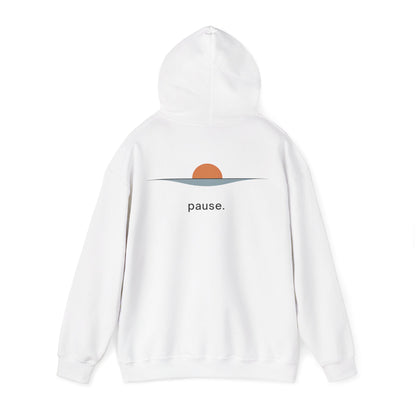 White | Pause Hoodie, back view 2