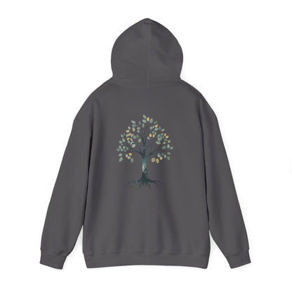 Charcoal | The Story Tree Hoodie, back view 2