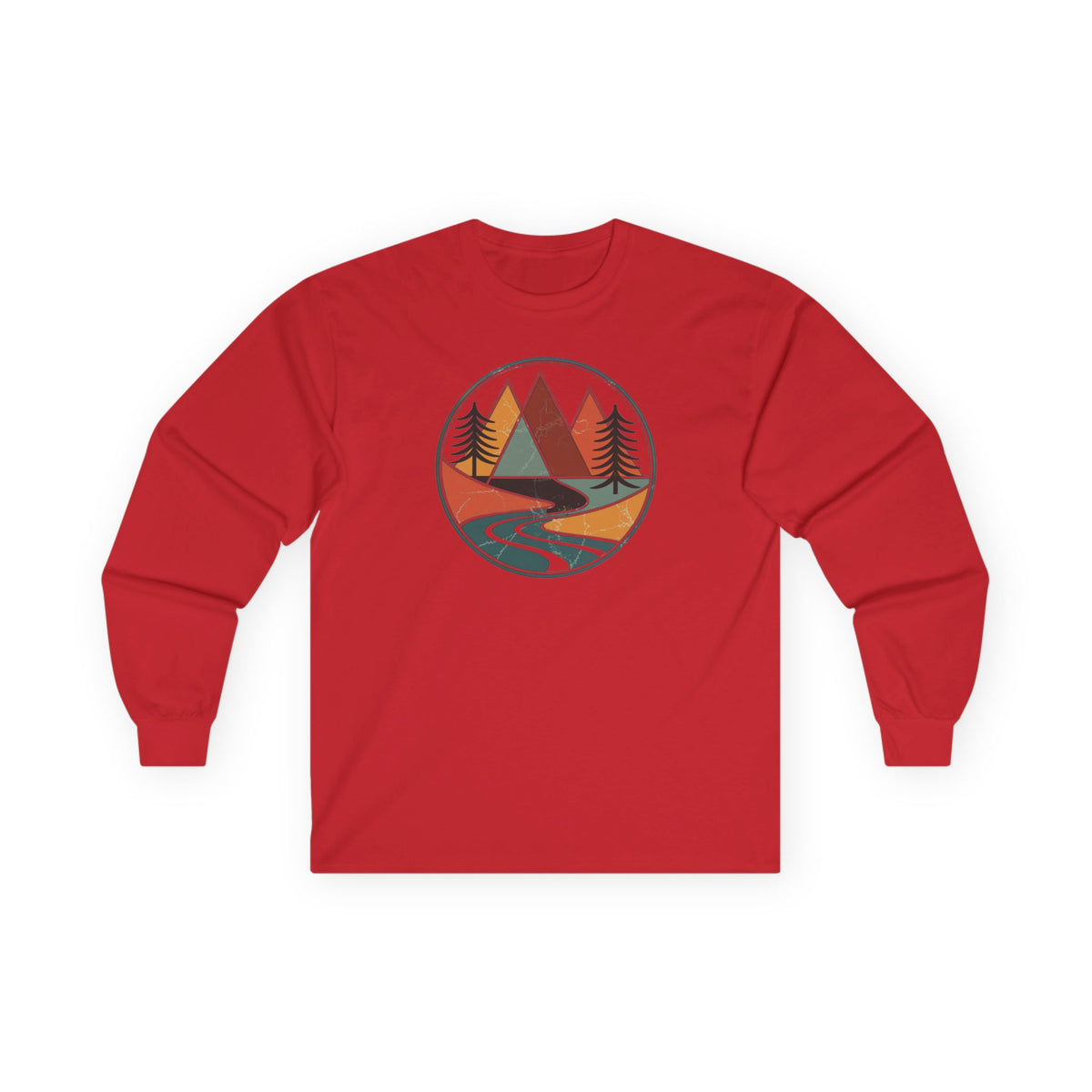 Red | Retro Horizon Long Sleeve Tee, front view