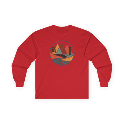 Red | Retro Horizon Long Sleeve Tee, front view