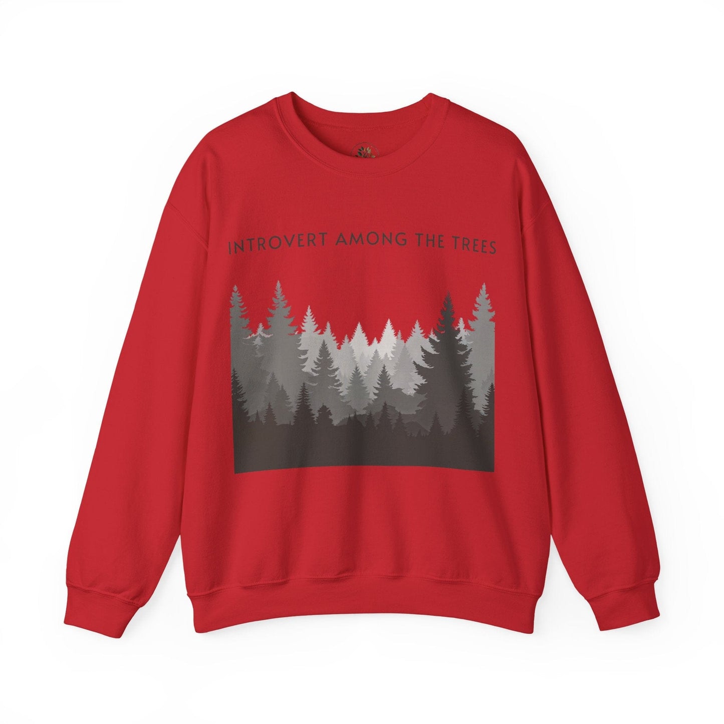 Red | Introvert Among the Trees Sweatshirt, front view