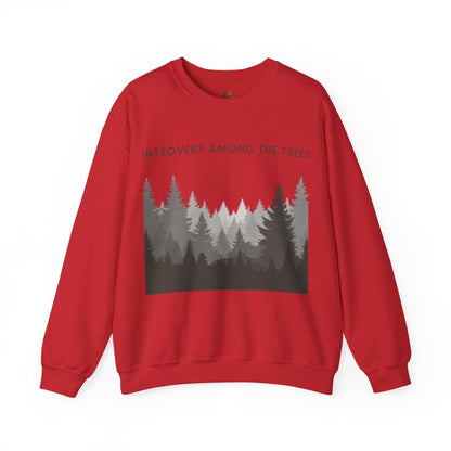 Red | Introvert Among the Trees Sweatshirt, front view