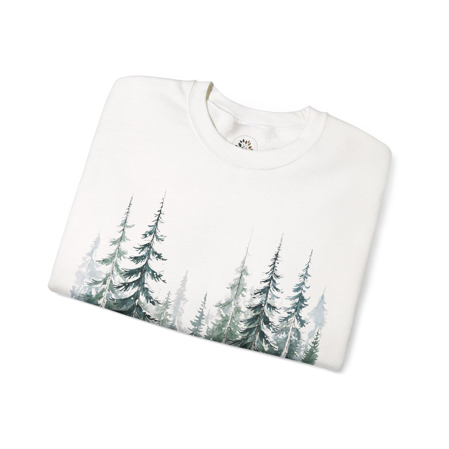 White | Snowfall Forest Sweatshirt, folded view