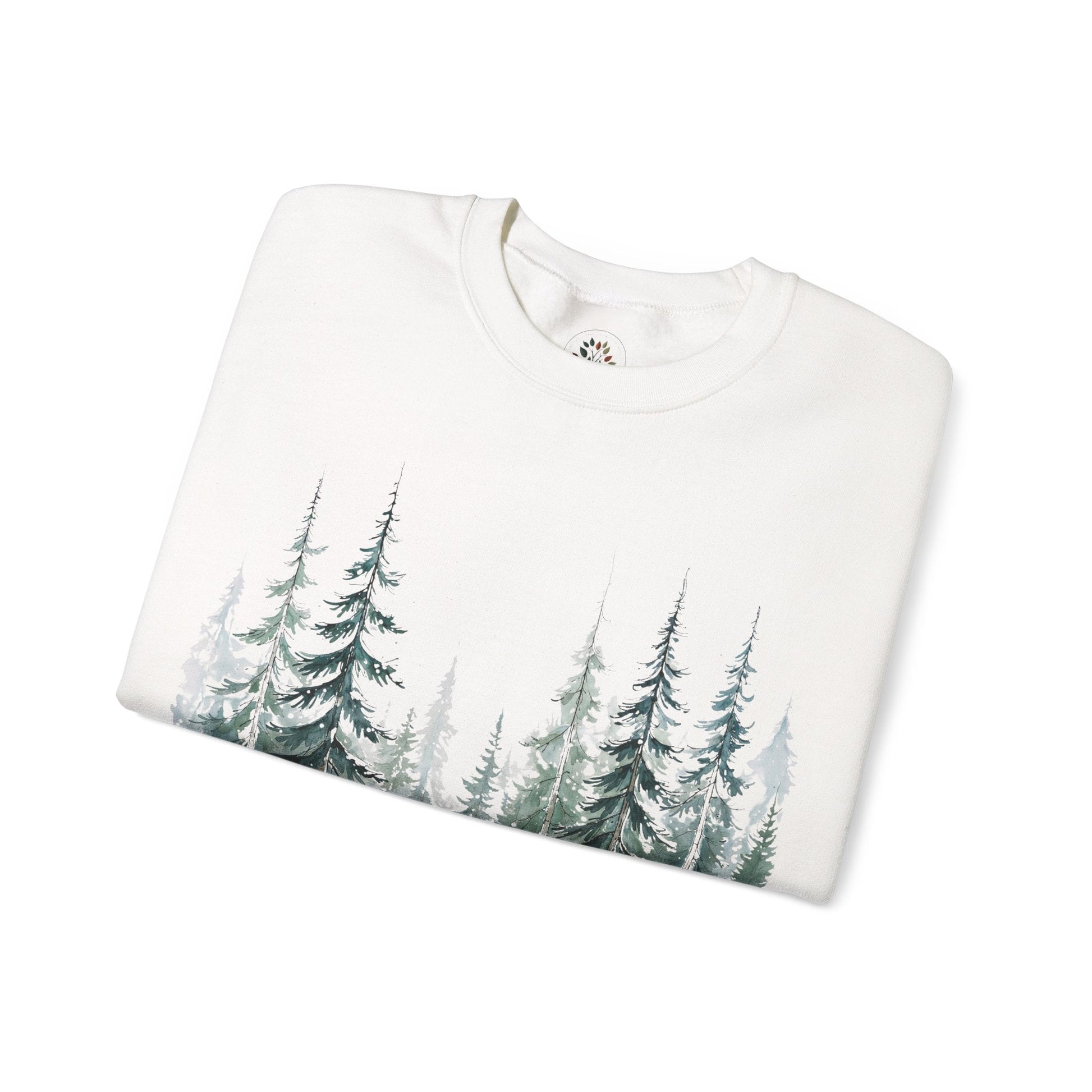 White | Snowfall Forest Sweatshirt, folded view