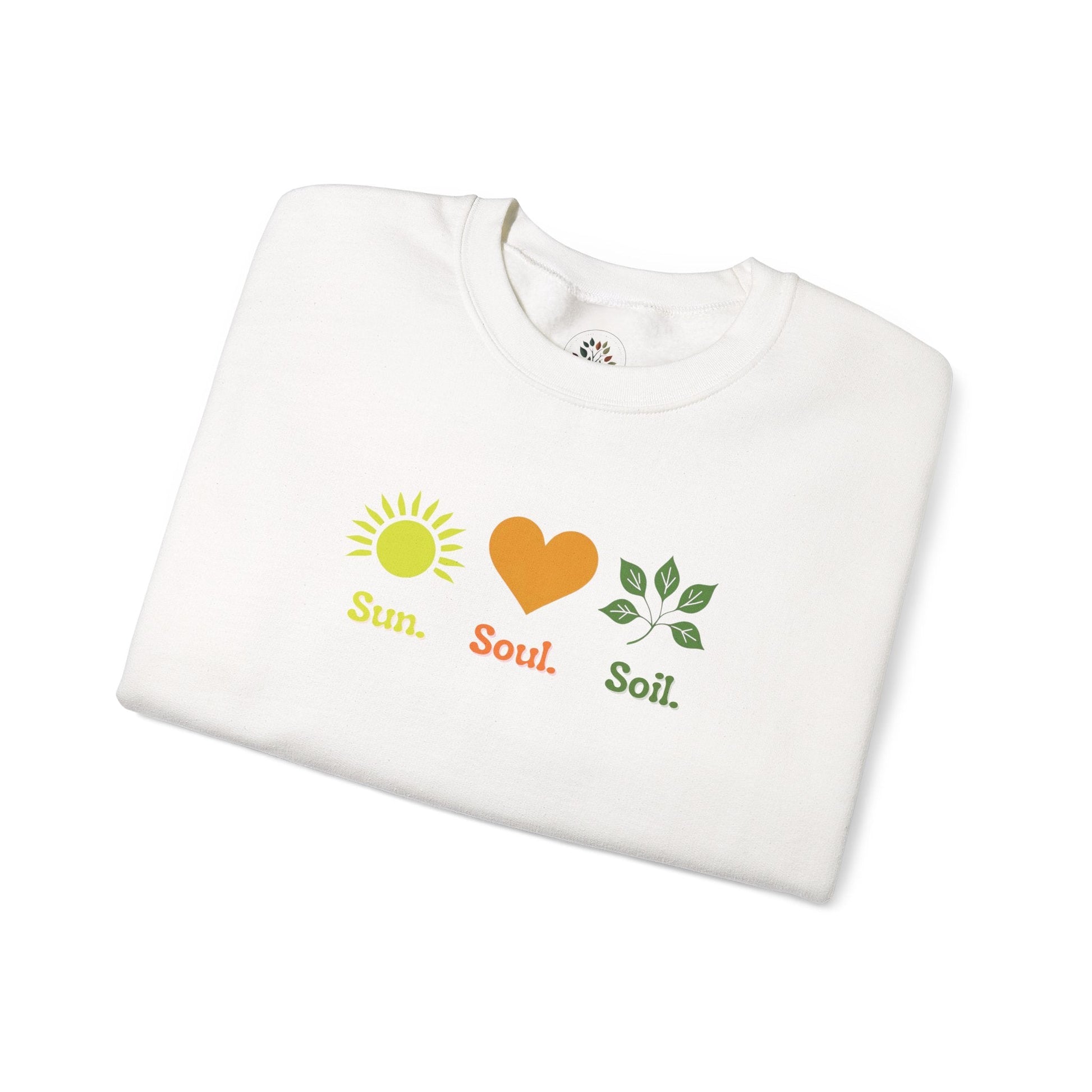 White | Sun. Soul. Soil. Sweatshirt, folded view
