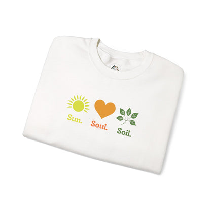 White | Sun. Soul. Soil. Sweatshirt, folded view