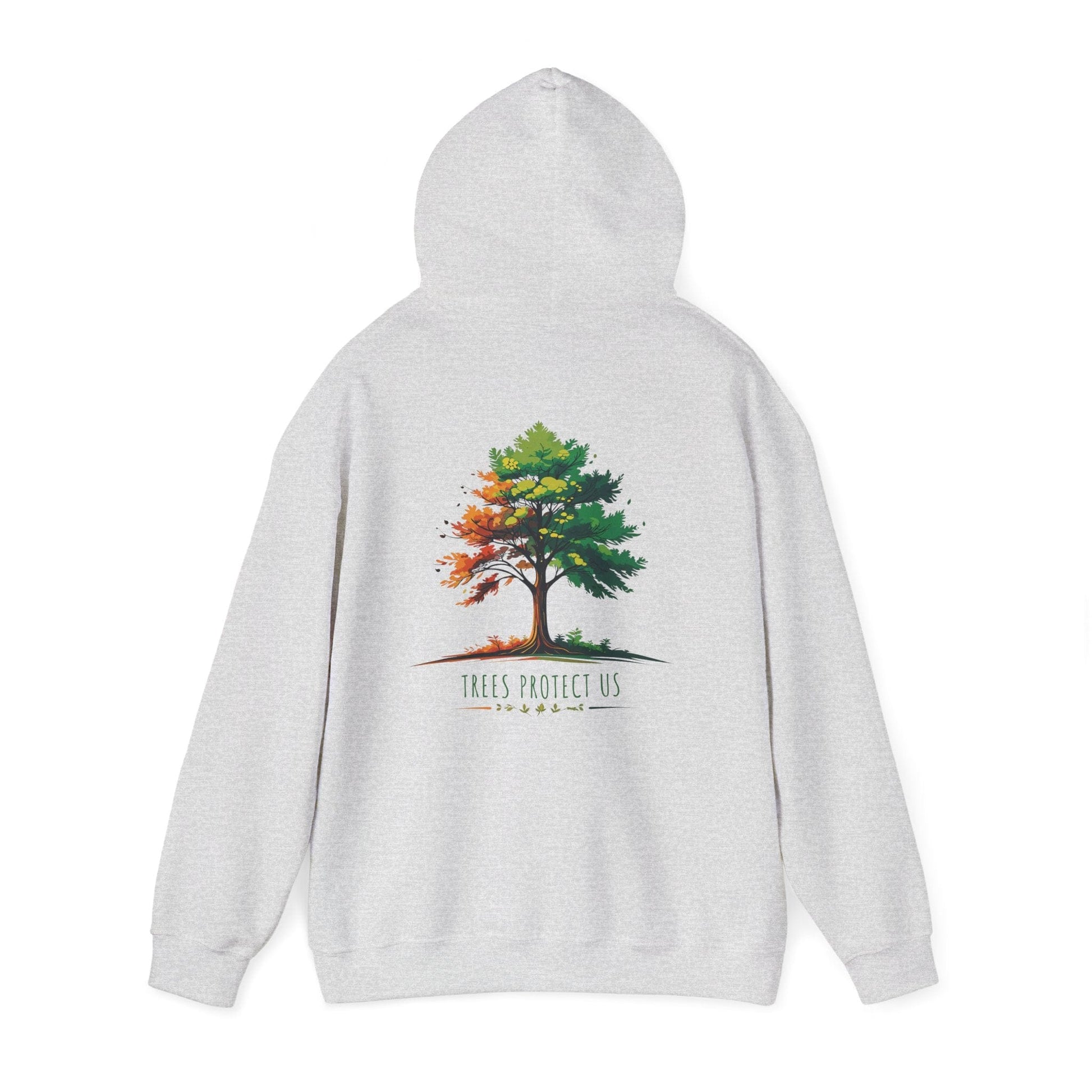 Ash | Trees Protect US Hoodie, back view 2