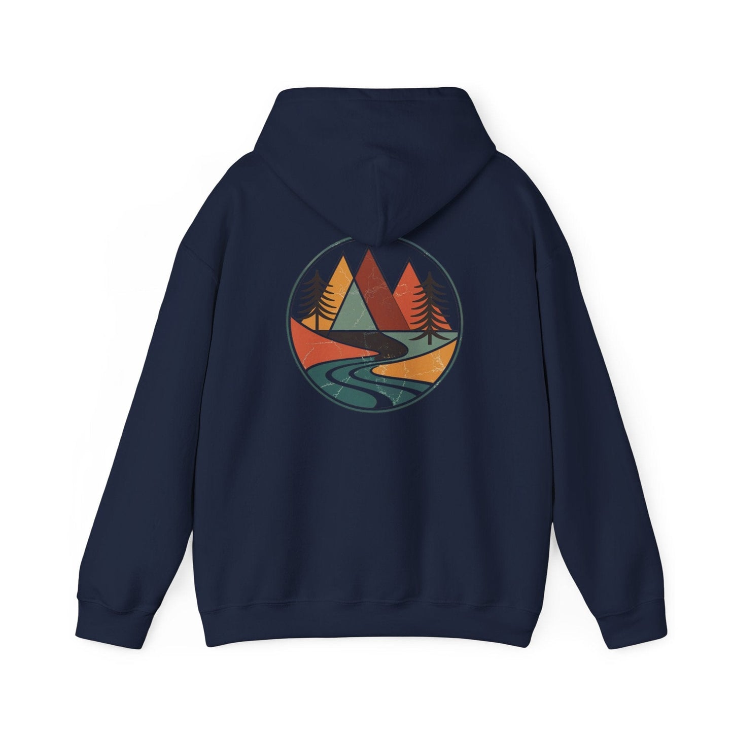 Navy | Retro Horizon Hoodie, back design view