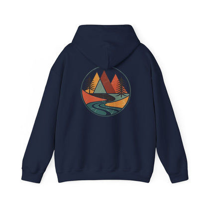 Navy | Retro Horizon Hoodie, back design view