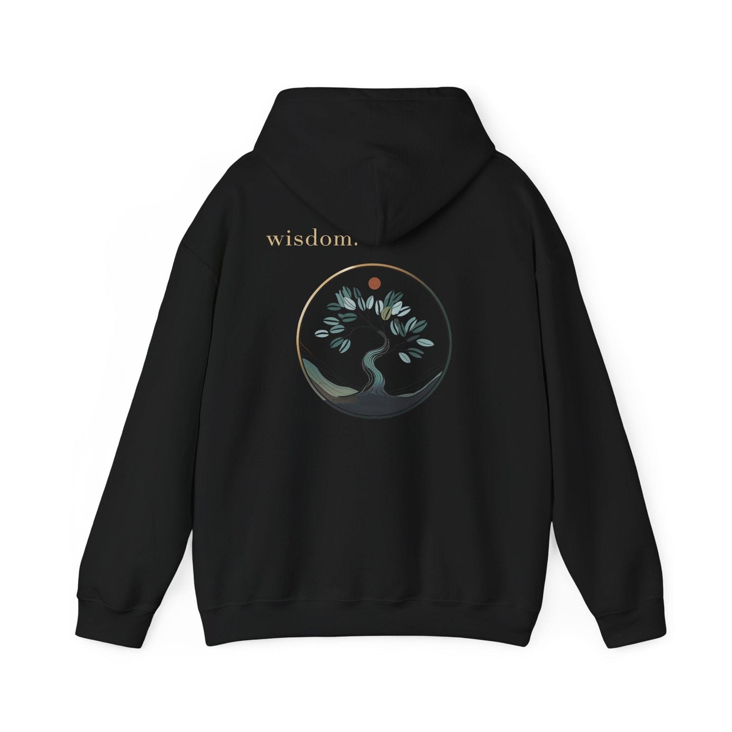 Black | Wisdom Hoodie, back design view