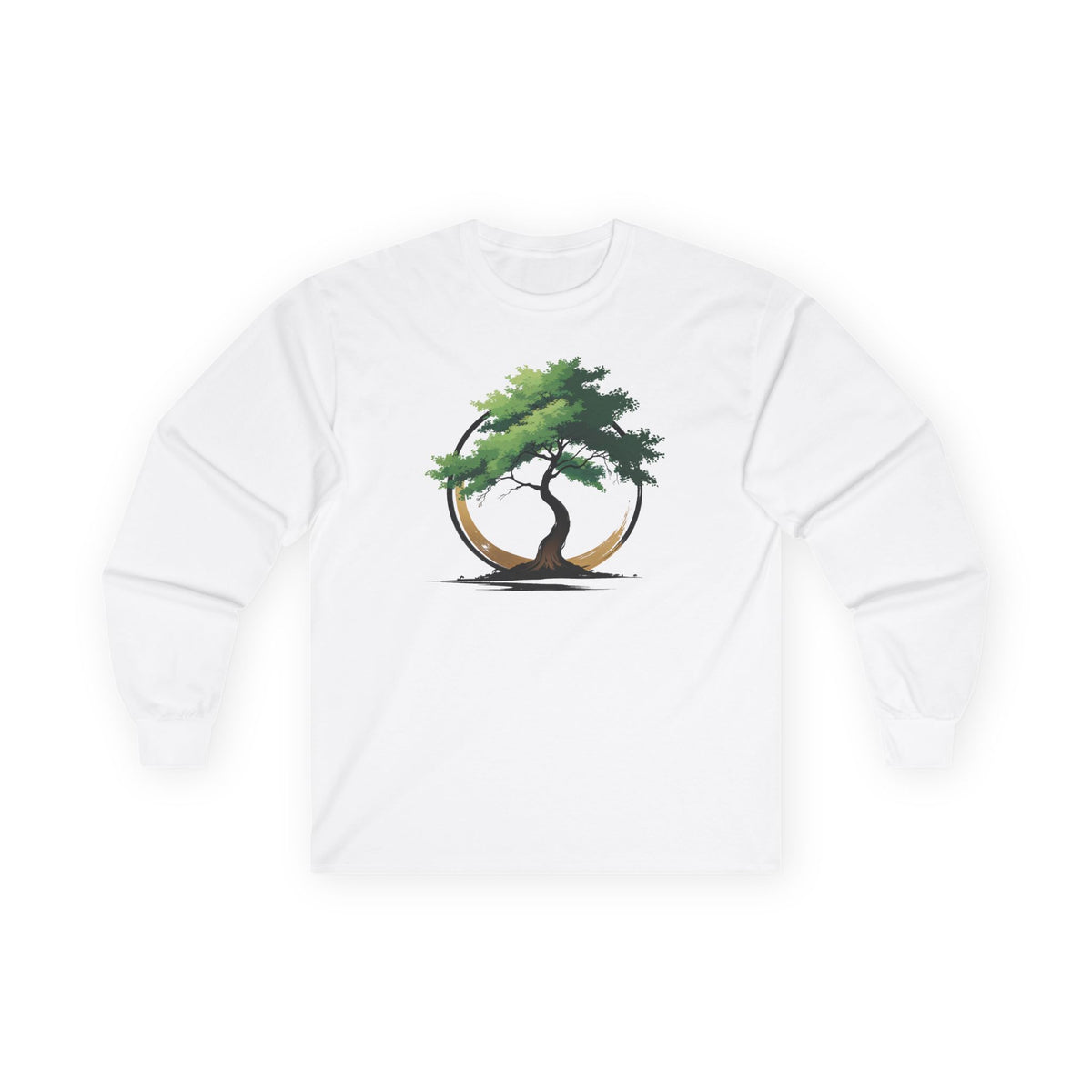 White | The Zen Tree Long Sleeve Tee, front view
