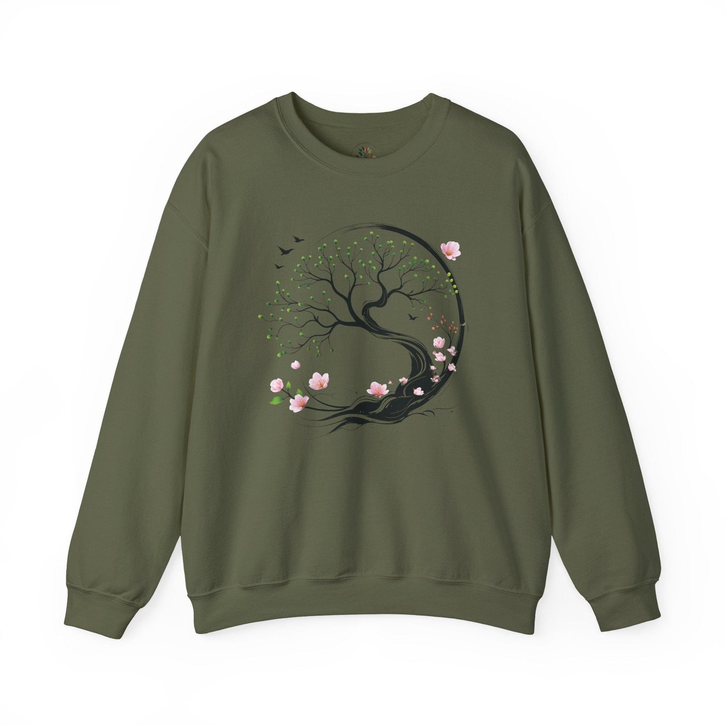 Military Green | Unfolding Grace Sweatshirt, front view
