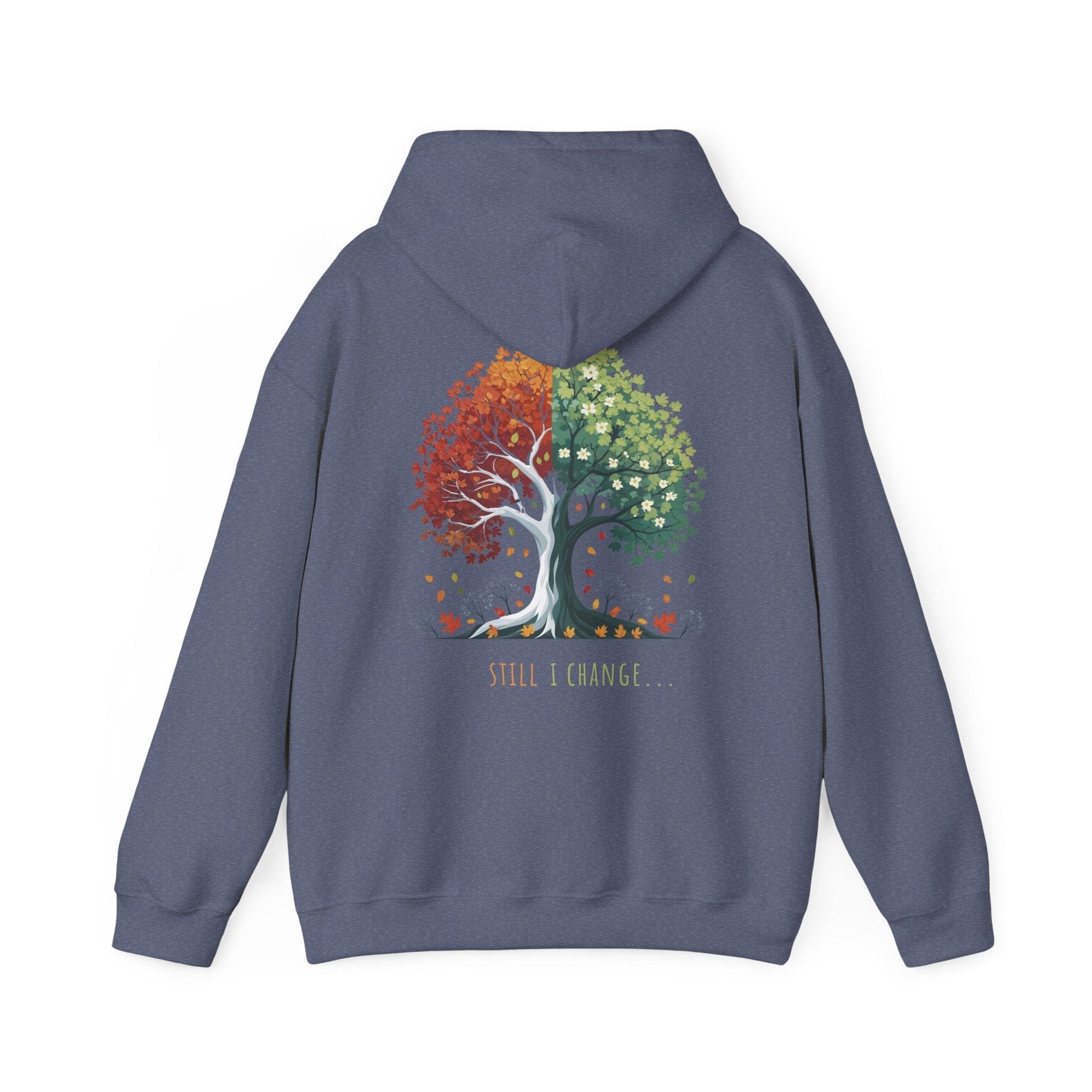 Heather Navy | Still I Change Hoodie, back view 2