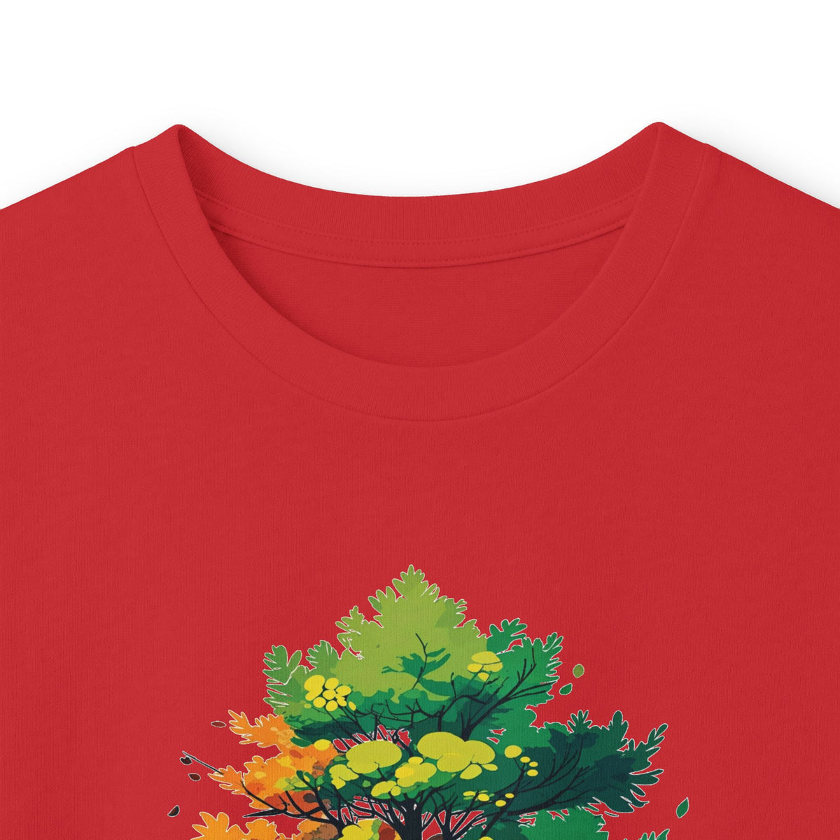 Red | Trees Protect Us Long Sleeve Tee, folded view