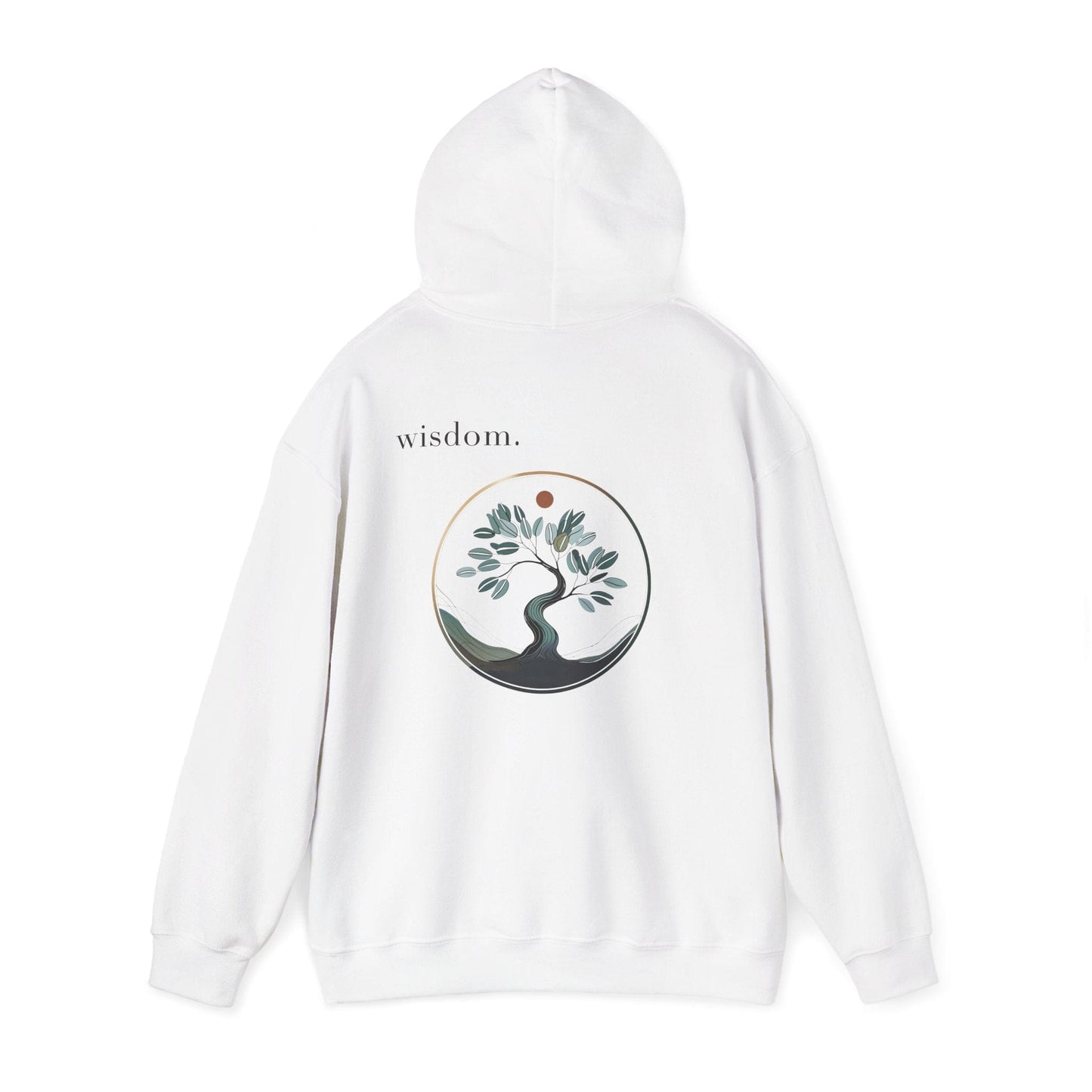 White | Wisdom Hoodie, back view 2