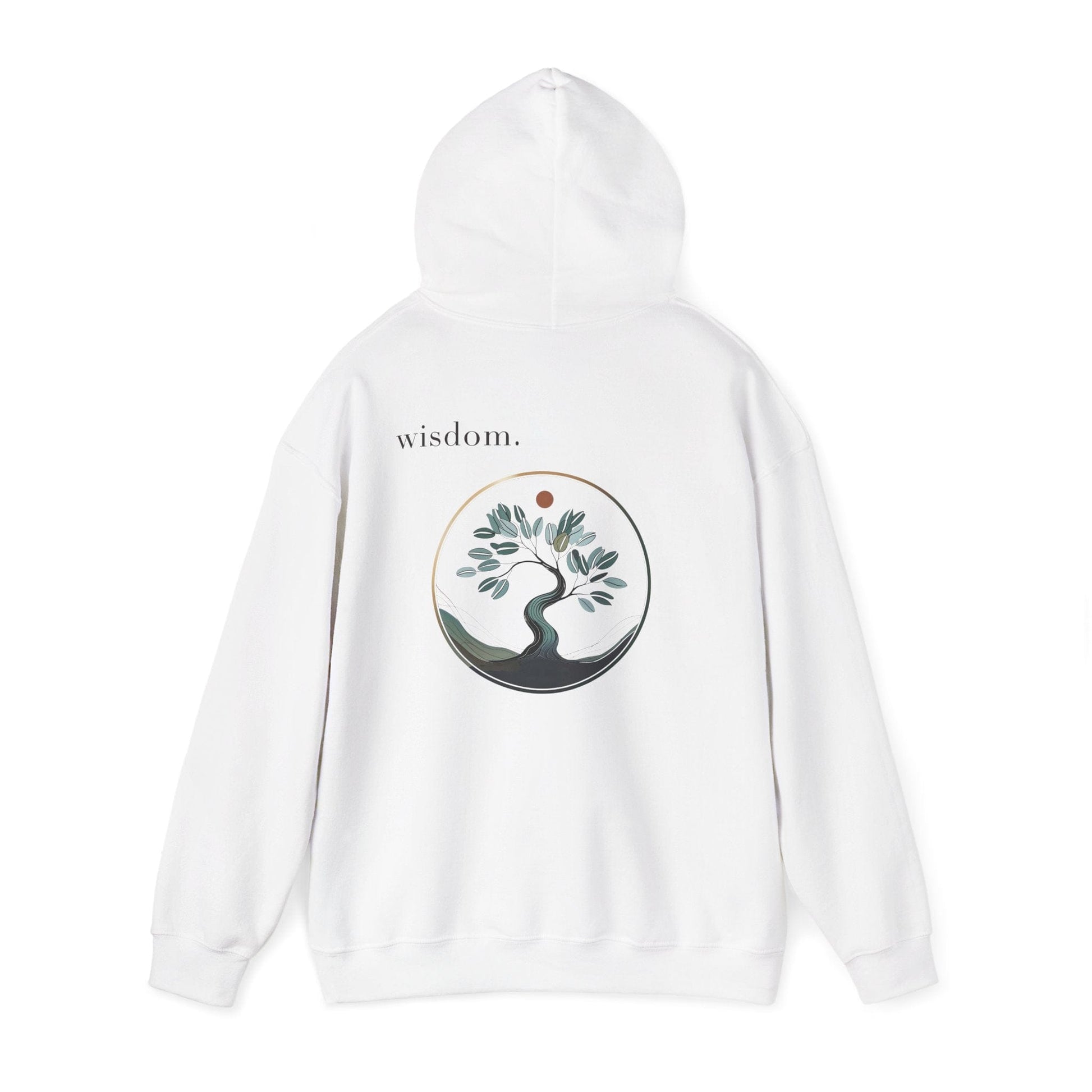 White | Wisdom Hoodie, back view 2