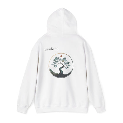 White | Wisdom Hoodie, back view 2