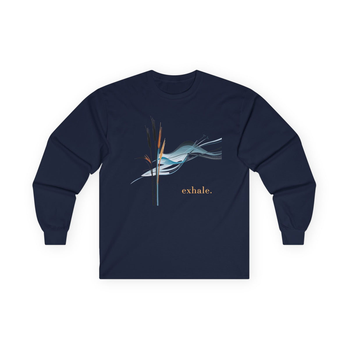 Navy | Exhale Long Sleeve Tee, front view