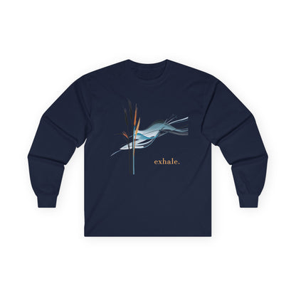 Navy | Exhale Long Sleeve Tee, front view