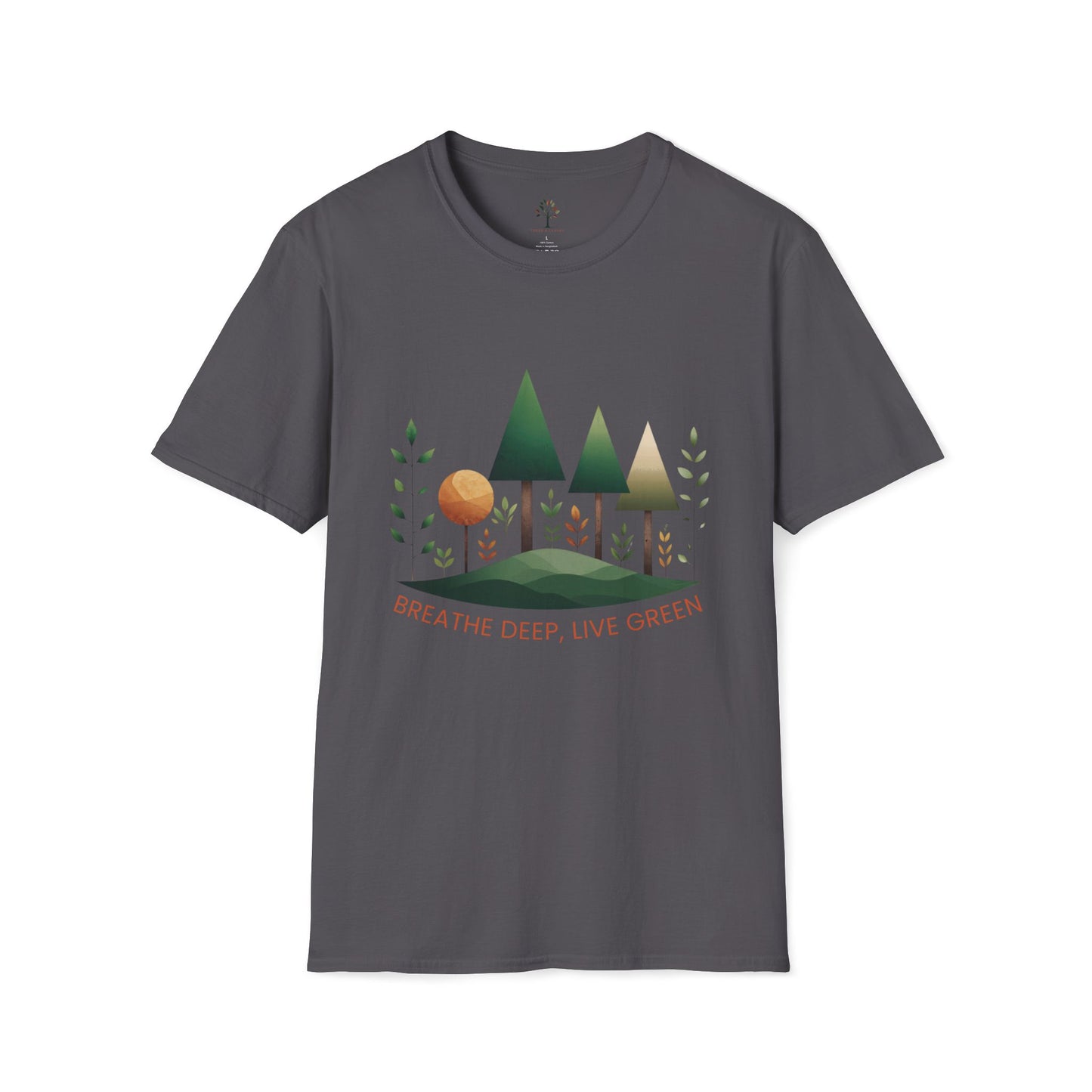 Charcoal | Breathe Deep, Live Green, front view