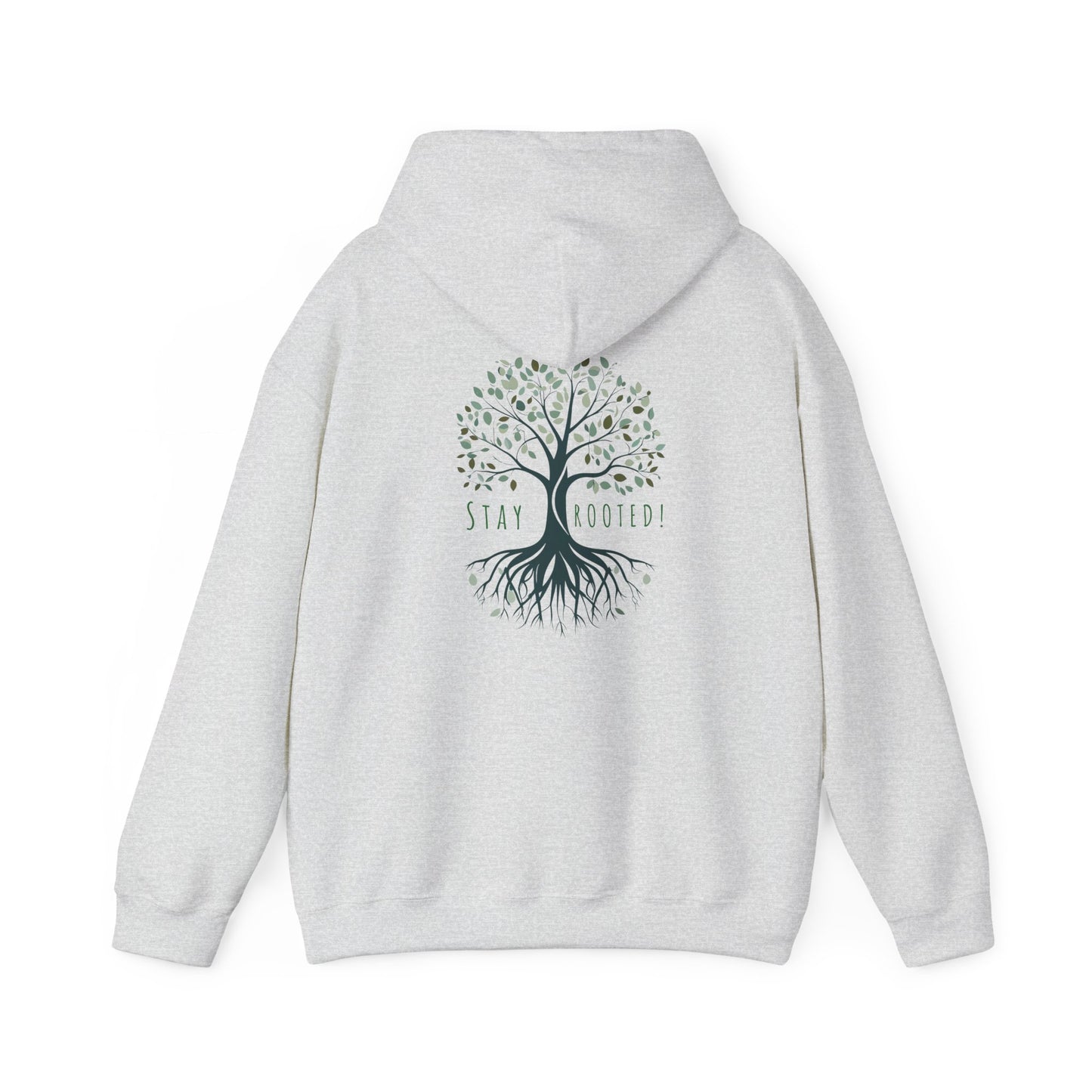 Ash | Stay Rooted! Hoodie, back design view