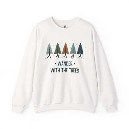 White | Wander with the Trees Sweatshirt, front view