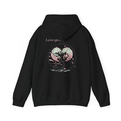 Black | Love Grows Hoodie, back design view