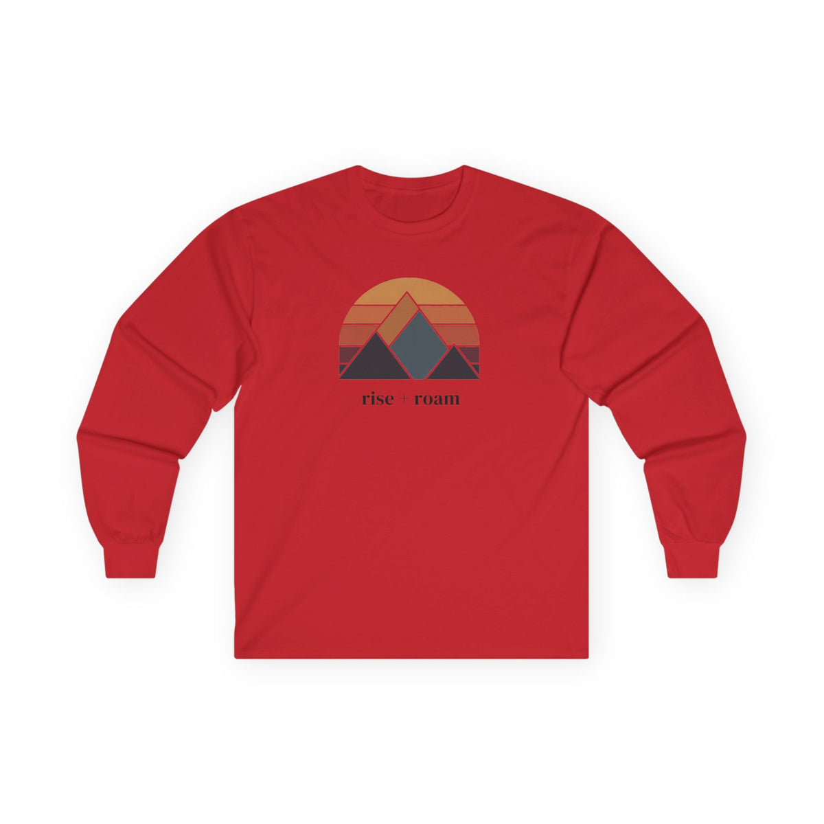 Red | Rise + Roam Long Sleeve Tee, front view