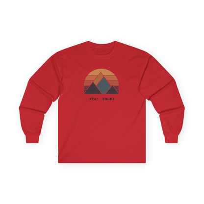Red | Rise + Roam Long Sleeve Tee, front view