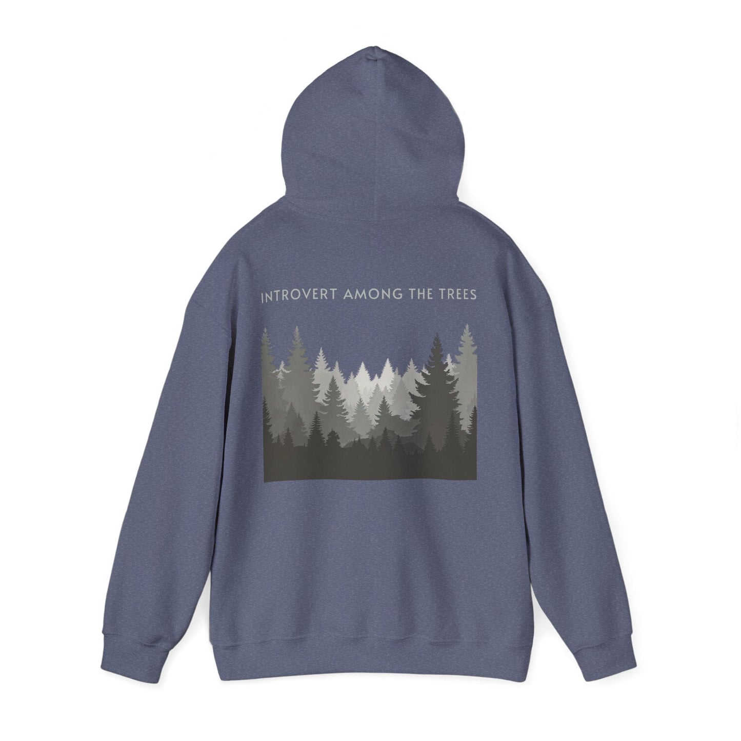Heather Navy | Introvert Among the Trees Hoodie, back view 2