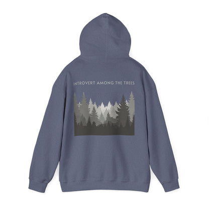 Heather Navy | Introvert Among the Trees Hoodie, back view 2