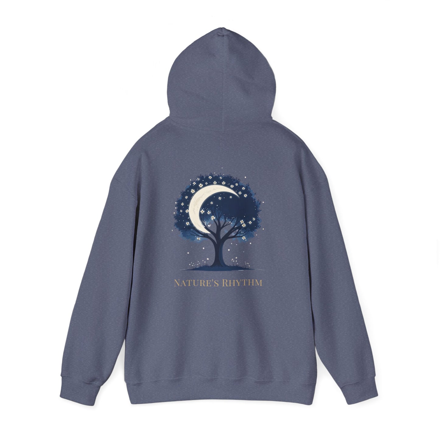 Heather Navy | Nature`s Rhythm Hoodie, back view 2