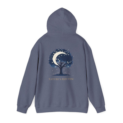 Heather Navy | Nature`s Rhythm Hoodie, back view 2