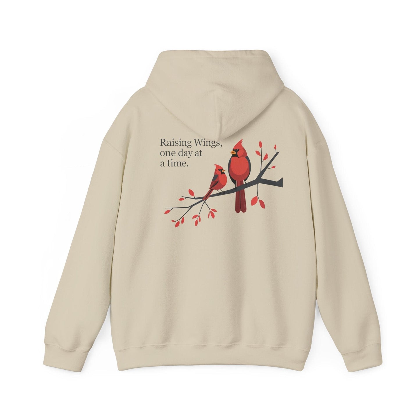 Sand | Raising Wings, One day at a time. Hoodie, back design view